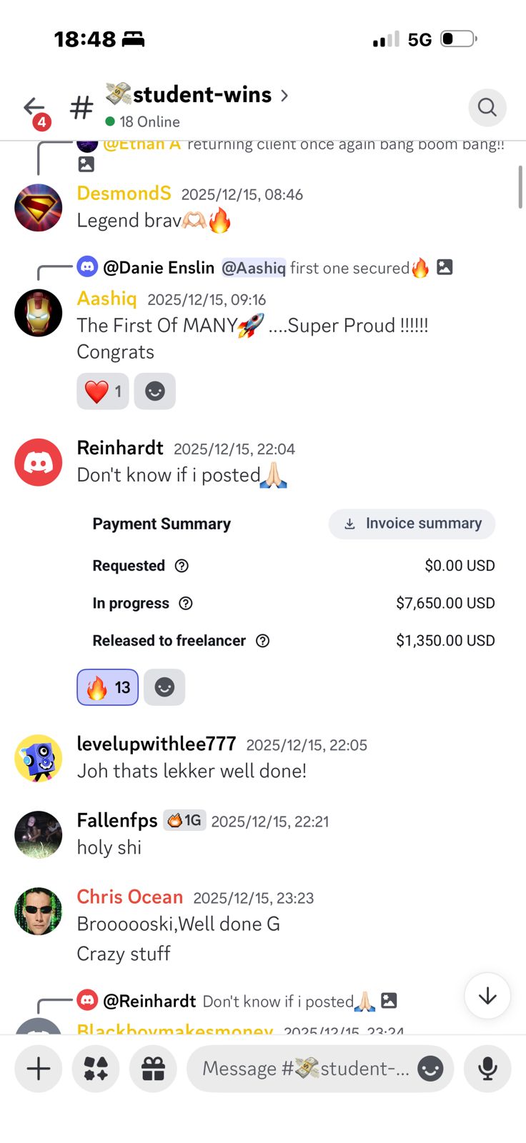 Reinhardt — $7,650 in progress 🙌